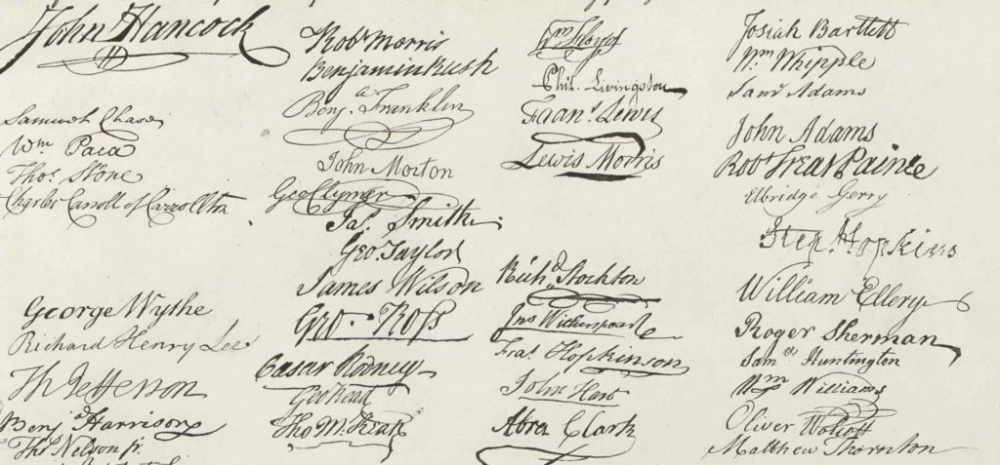 Signatures of Declaration of Independence